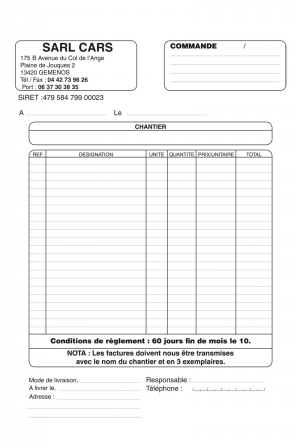 Bon de livraison. Création de maquette pour l'imprimerie, WebInk votre imprimeur à Marseille 13007