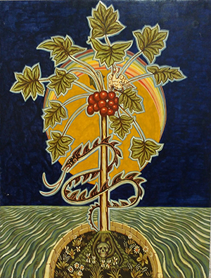 Tableau de Charles Sahuguet : Le Serpent et l’Arbre du Centre (59,5 x 46,5) 1980