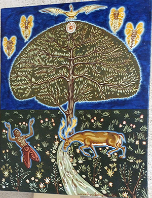 Tableau de Charles Sahuguet : Le cerf altéré (39,5 x31,5) 1981