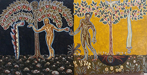 Tableau de Charles Sahuguet : Arbre de Vie et épée du Chéroub, Arbre de Mort et Serpent