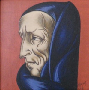 Tableau de Charles Sahuguet : Femme au foulard bleu - 1953