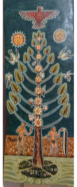 Tableau de Charles Sahuguet : L’Arbre Cosmique- Axis Mundi (68 X 27) 1979.