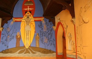 Tableau de l'artiste peintre Charles Sahuguet : Baptistère Ste-Geneviève Mulhouse - 1954 - 1955