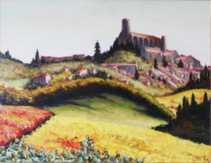Tableau de Charles Sahuguet : Contre jour d'automne - 1973