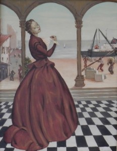 Tableau de Charles Sahuguet : La femme au damier Etude
