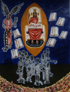 Tableau de l'artiste peintre Charles Sahuguet : Le jugement des nations – 1979.