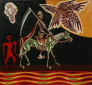 Tableau de l'artiste peintre Charles Sahuguet : Le Quatrième Sceau. – 1979.