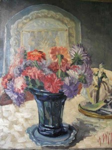 Tableau de Charles Sahuguet : Reines-marguerites et Xinias