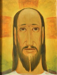 Tableau de l'artiste peintre Charles Sahuguet : Tête de Christ - 1963