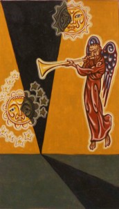 Tableau de l'artiste peintre Charles Sahuguet : La quatrième trompette - 1979