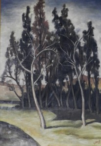 Tableau de l'artiste peintre Charles Sahuguet : Les grands arbres 1957