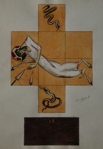 Tableau de l'artiste peintre Charles Sahuguet : Maquette Chemin de Croix