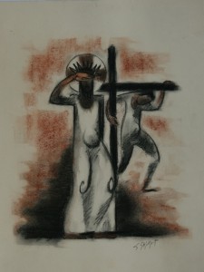 Tableau de l'artiste peintre Charles Sahuguet : Maquette Chemin de Croix