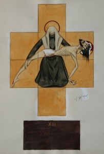 Tableau de l'artiste peintre Charles Sahuguet : Maquette Chemin de Croix