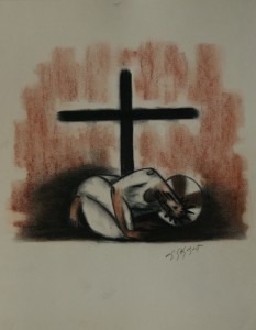 Tableau de l'artiste peintre Charles Sahuguet : Maquette Chemin de Croix