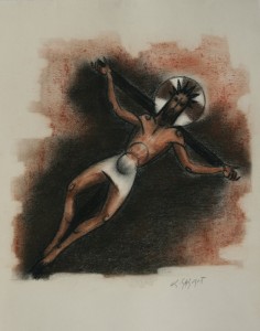 Tableau de l'artiste peintre Charles Sahuguet : Maquette Chemin de Croix