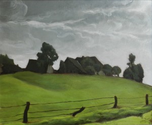 Tableau de l'artiste peintre Charles Sahuguet : Vieilles maisons à Palente - 1943
